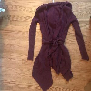 Maroon Free People Tie Cardigan
